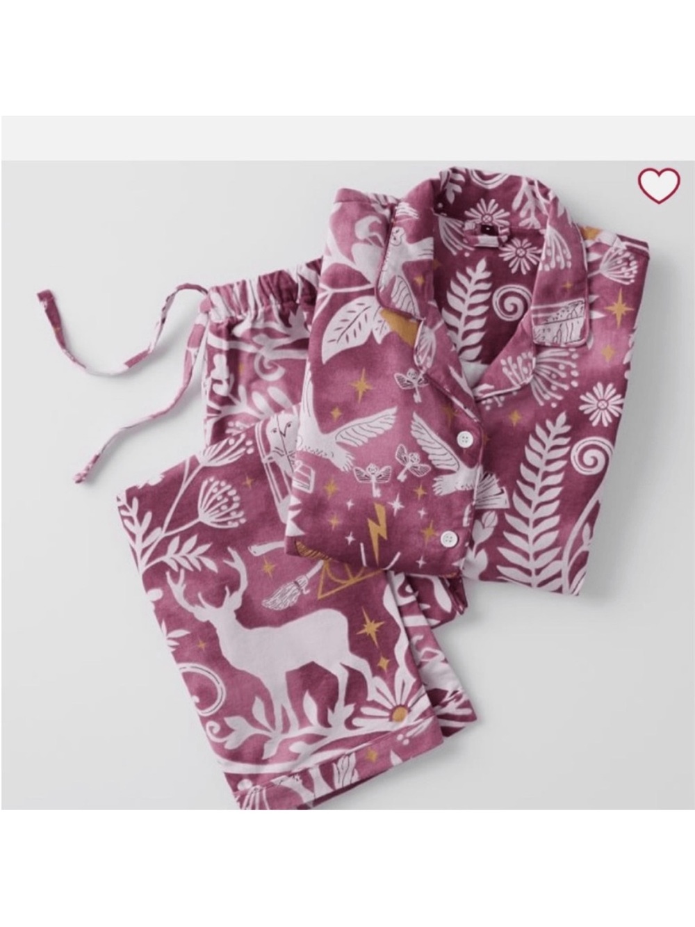 Pottery Barn Teen Mauve and White Woodland Print Pajama Set